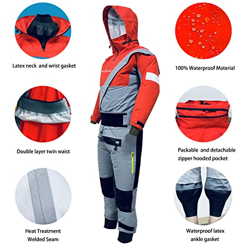 Men's Cold Water Kayaking Drysuit with Detachable Hood