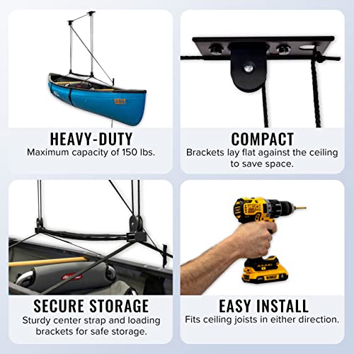 Ceiling Pulley System for Kayak and Canoe Storage