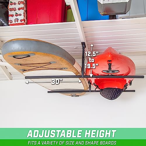 Adjustable Kayak Rack for Garage Ceiling - Holds 2