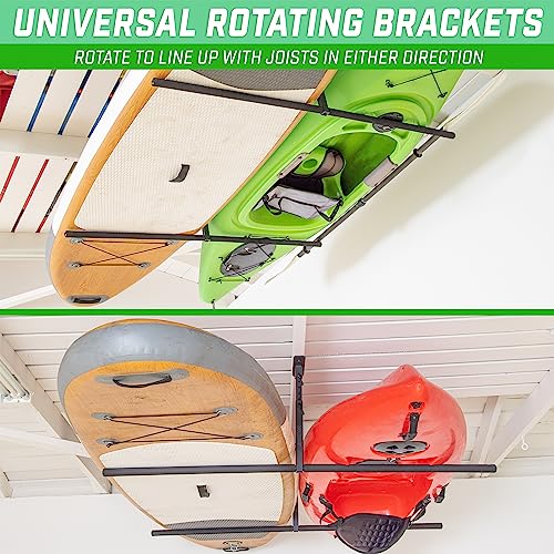 Adjustable Kayak Rack for Garage Ceiling - Holds 2