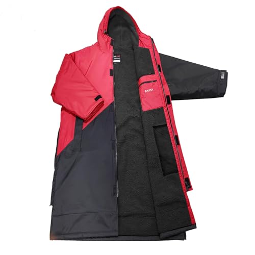 Akida Water-Resistant Changing Robe/Swim Parka (Red/Black, M)