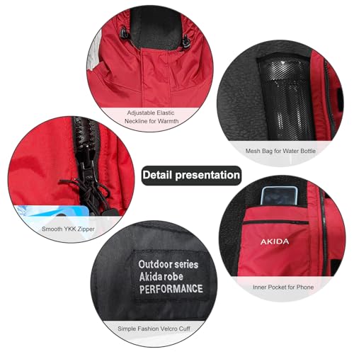 Akida Water-Resistant Changing Robe/Swim Parka (Red/Black, M)