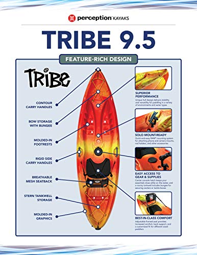Perception Tribe 9.5 Sit-on-Top Kayak with Large Storage