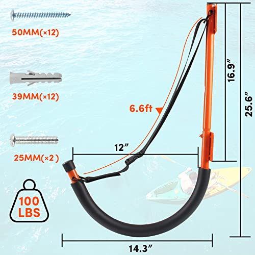 VEITHI Kayak Wall Mount Orange, Heavy Duty Steel