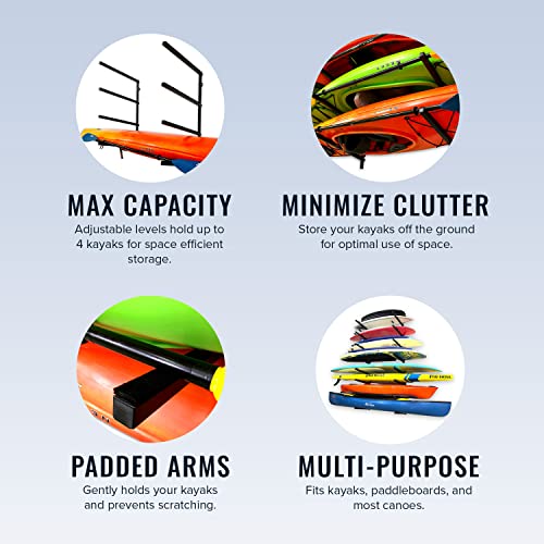 StoreYourBoard Garage Kayak Rack: Adjustable, Heavy Duty, Organizer