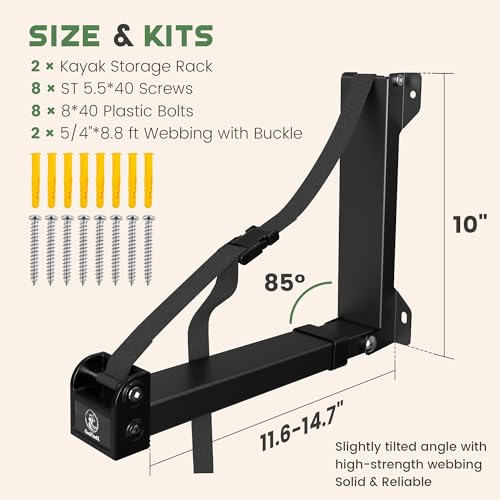 Foldable Kayak Wall Rack | Heavy-Duty 11.6-17" Kayak Hanger