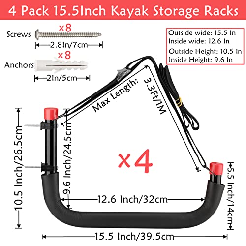Naikozmo Kayak Storage Racks: Wall Mounted Heavy-duty Hooks