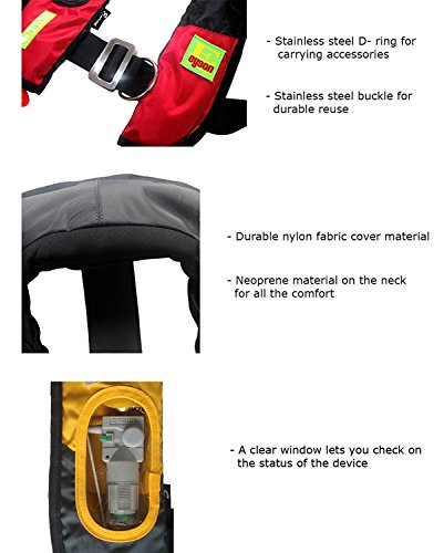 Highly Visible Inflatable Life Jacket for Kayaking/Canoeing (Red)