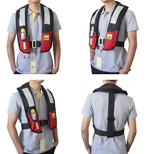 Highly Visible Inflatable Life Jacket for Kayaking/Canoeing (Red)
