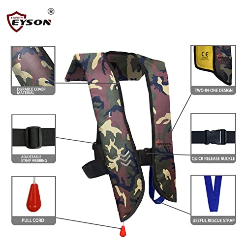 Eyson® Green Camouflage Inflatable Life Jacket