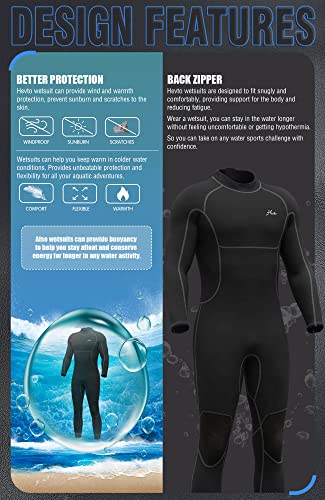 Hevto Men's 3/2mm Neoprene Fullsuit - Keep Warm!
