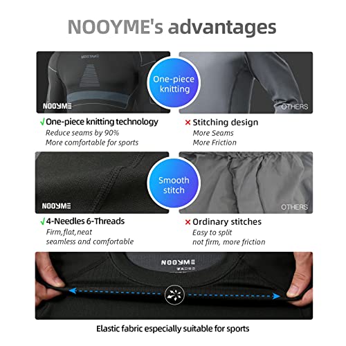 Men's Black-Grey Thermal Long Johns - NOOYME