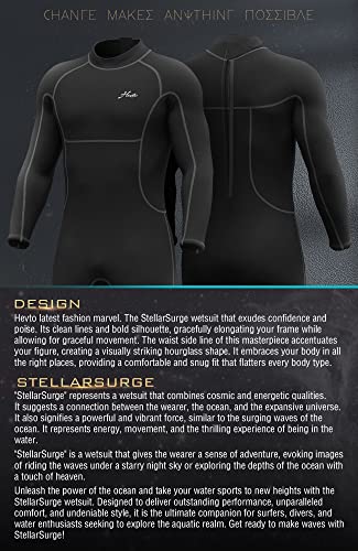 Hevto Men's 3/2mm Neoprene Fullsuit - Keep Warm!