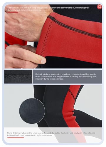 Hevto Men's 3/2mm Neoprene Fullsuit for Water Sports