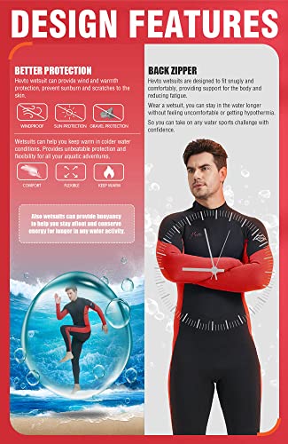 Hevto Men's 3/2mm Neoprene Fullsuit for Water Sports