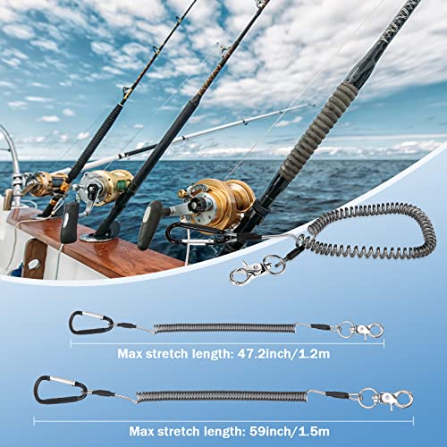 6 Pack Coiled Fishing Lanyard with Alloy Clips