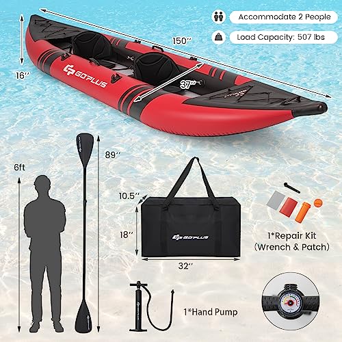 Goplus 2-Person Inflatable Kayak Set (Red)