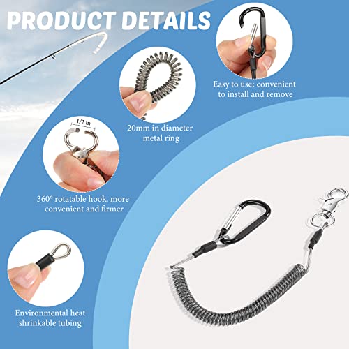 6 Pack Coiled Fishing Lanyard with Alloy Clips