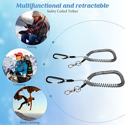 6 Pack Coiled Fishing Lanyard with Alloy Clips