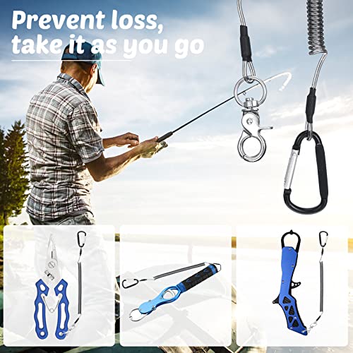 6 Pack Coiled Fishing Lanyard with Alloy Clips