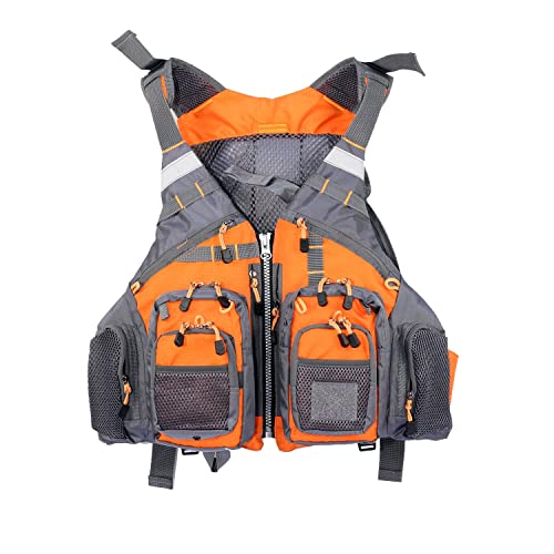Orange Kayak Fishing Life Jacket Backpack for Men and Women