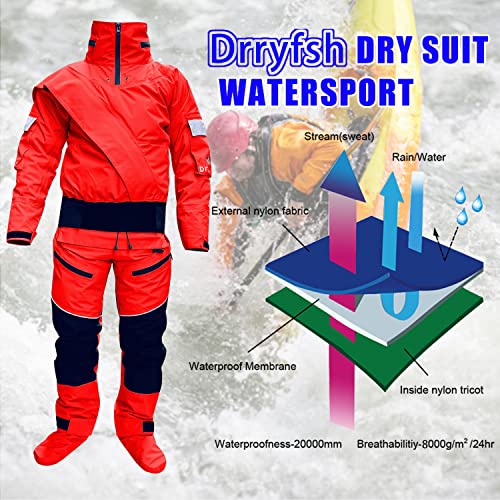 Red X-Large 2023 Men's Kayak Canyoneering Dry Suit