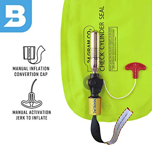 BLUESTORM Gear Cirrus26 Inflatable PFD Life Jackets | Adult Hi-Vis Green