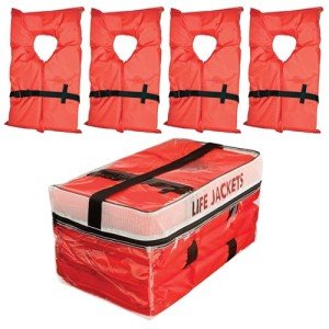 Onyx Absolute Outdoor Kent Clear Storage Bag with Type II Life Jackets - Adult, Orange (4 Pack)