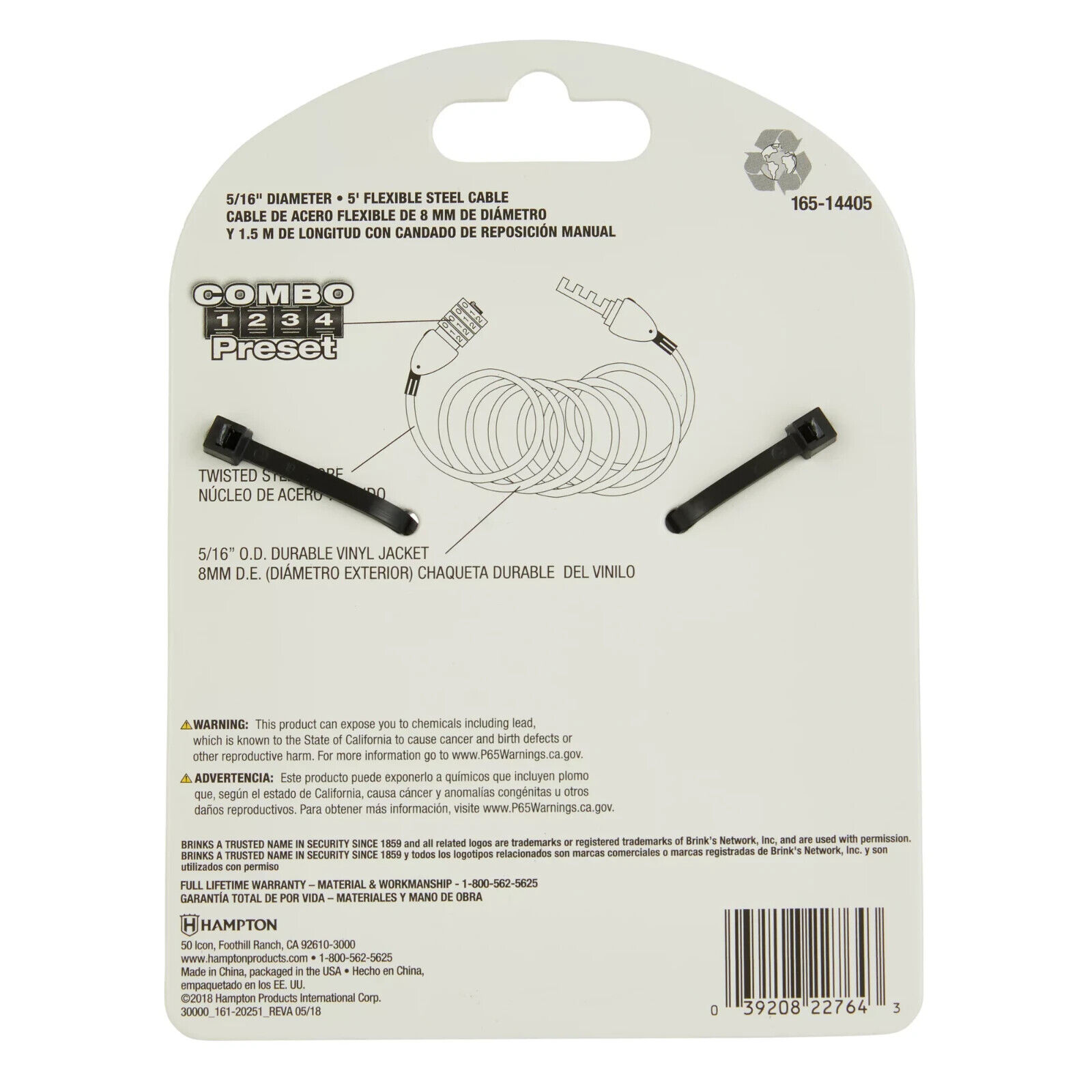 Flexible Steel Combination Cable Lock for Cycling