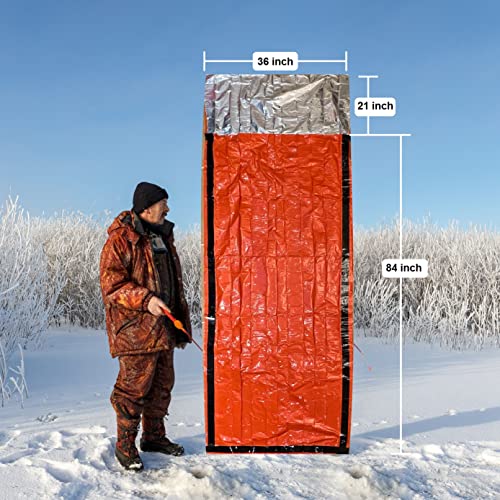 Emergency Thermal Sleeping Bag | Portable Survival Blanket, 2 Pack