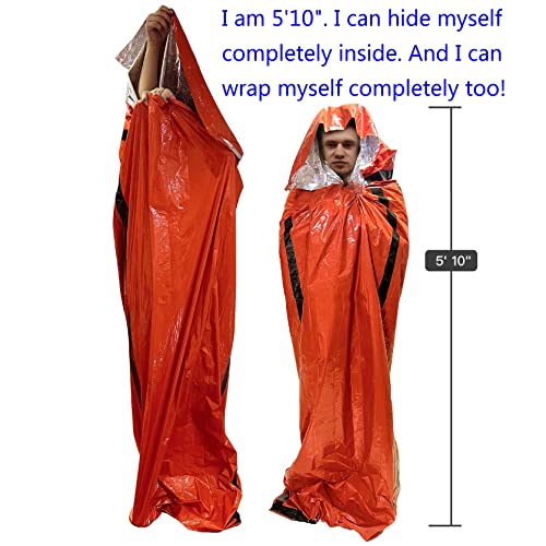 Emergency Thermal Sleeping Bag | Portable Survival Blanket, 2 Pack