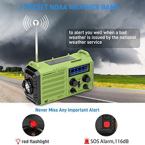 Emergency Hand Crank Solar Radio with NOAA Weather, USB