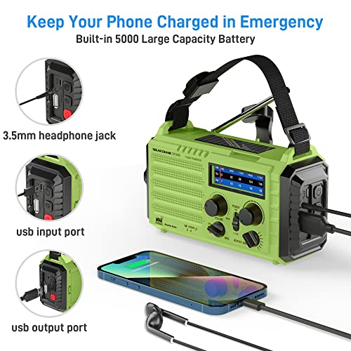Emergency Hand Crank Solar Radio with NOAA Weather, USB
