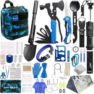 Blue 215 PCS Emergency Survival Kit and Multitool