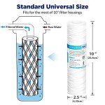 10 Micron String Wound Water Filter Replacement - 6 Pack