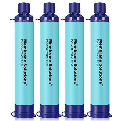 Portable Water Filter Straw Purifier - 4 Pack, Blue