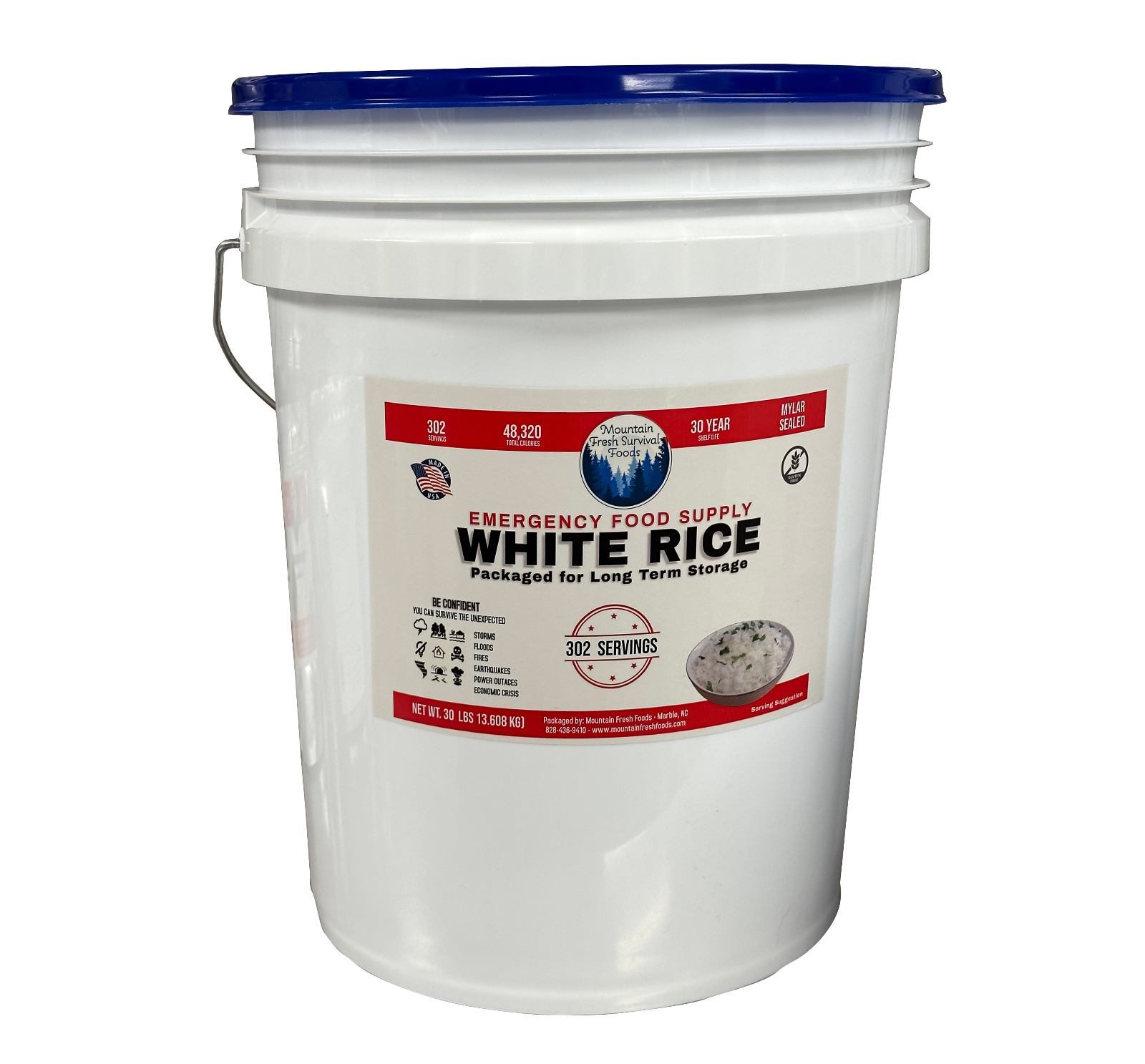 30 lbs Rice Bucket for Emergency Prepper Supply