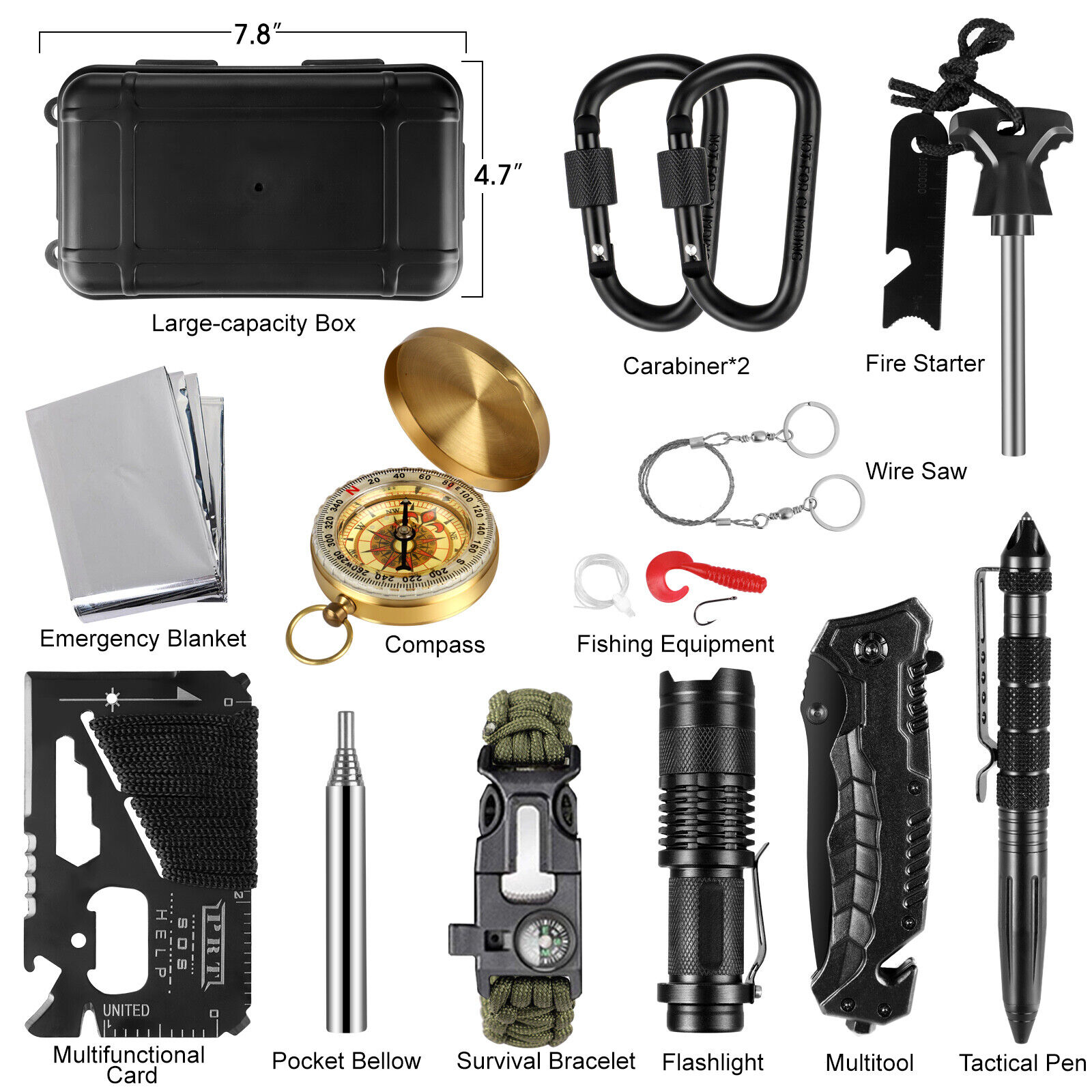 Outdoor Survival Kit with 14 Tools