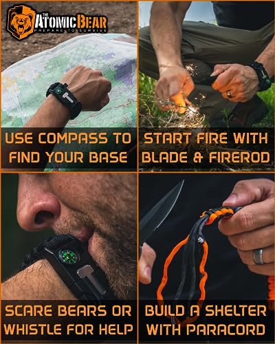 Atomic Bear Paracord Bracelet Duo in Black & Orange