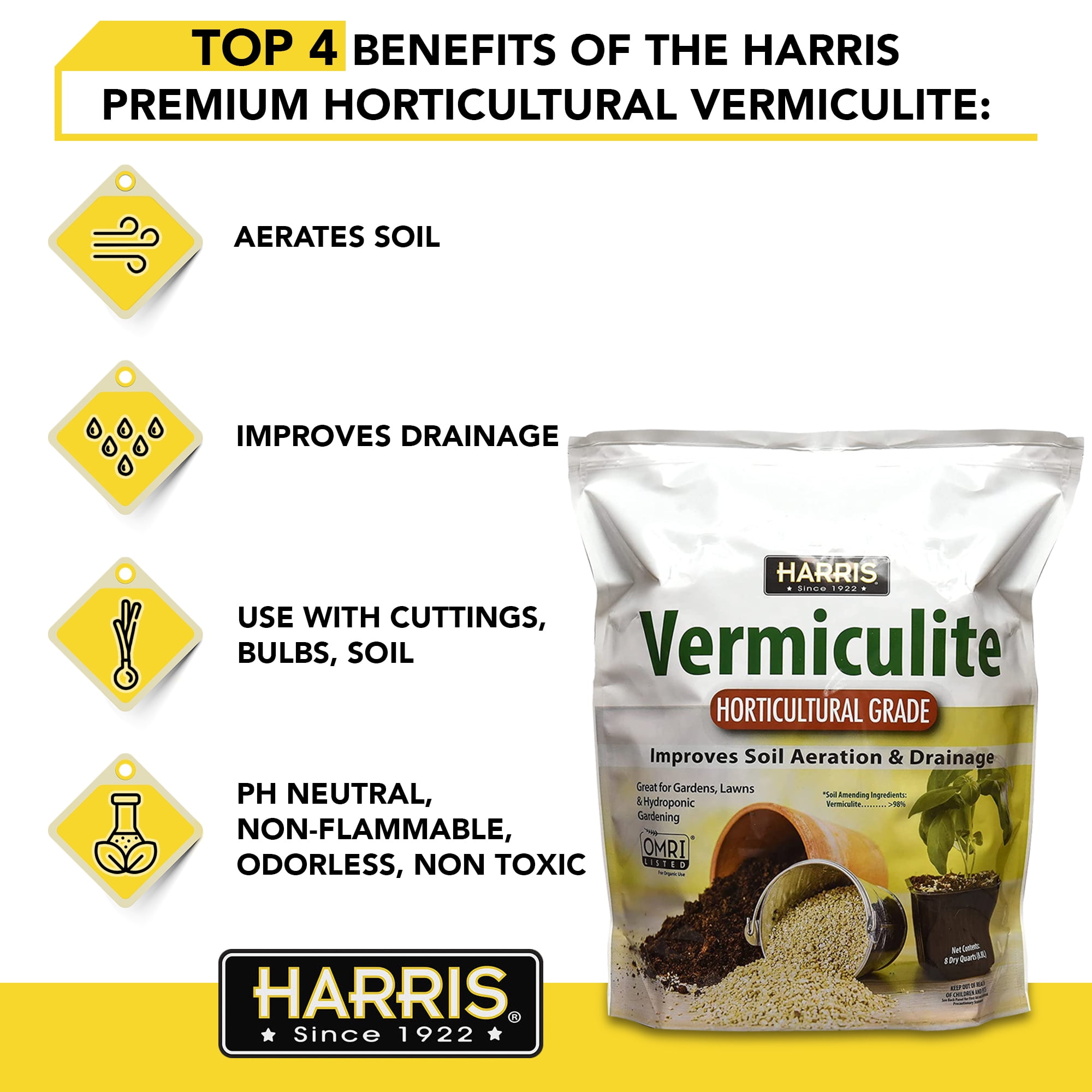 Harris Horticultural Vermiculite for Soil Aeration, 8qt