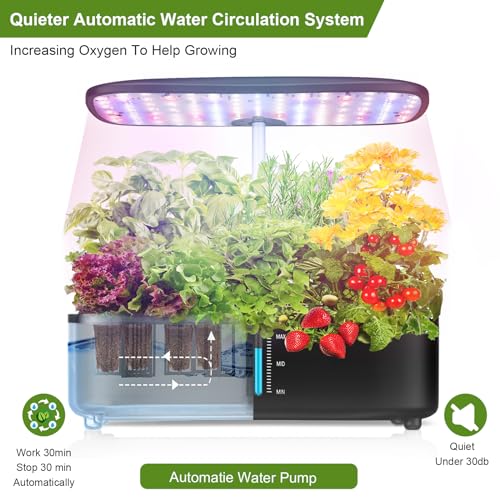 Fulsren 12-Pod Hydroponic Garden System with LED