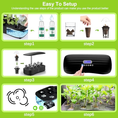 Fulsren 12-Pod Hydroponic Garden System with LED