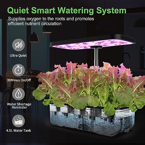 DUESI 12-Pod Hydroponic Garden System with LED Grow Light