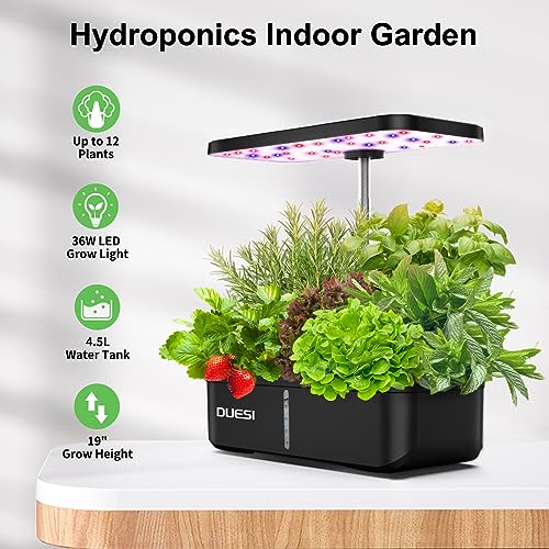 DUESI 12-Pod Hydroponic Garden System with LED Grow Light