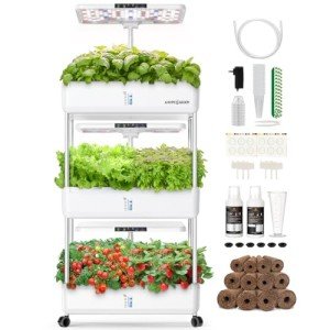 Ahopegarden Indoor Hydroponics Kit with LED Grow Light