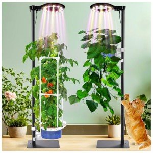 Indoor Hydroponics Tower Kit with LED Grow Light