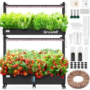 Vertical Hydroponic Garden Kit with LED Grow Light