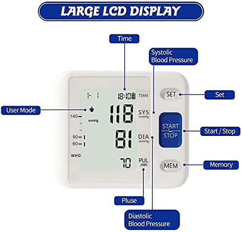 Portable LCD Screen Blood Pressure Monitor - White
