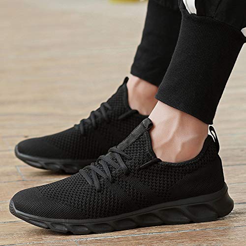 Mens Lightweight Fitness Sneakers - Jogging, Black, Size 8 UK