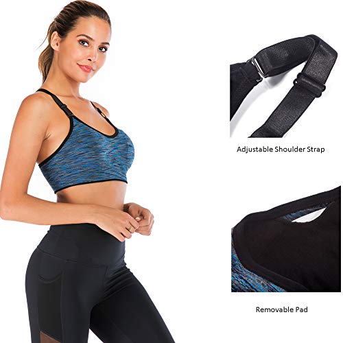 xcylive Women's Adjustable Straps Racerback Sports Bra - 5 Pack